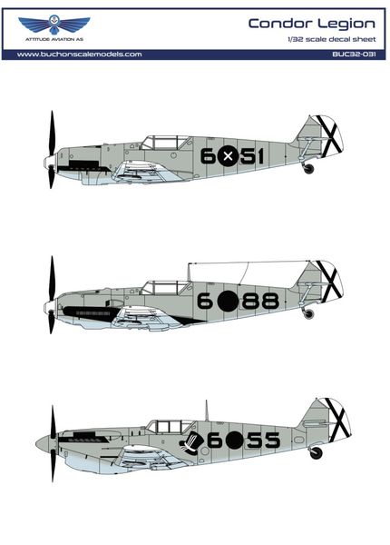 1/32 Scale Bf 109 and Buchon «Condor Legion» decals