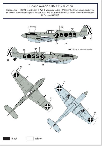 1/24 Scale Bf 109 and Buchon «Condor Legion» decals