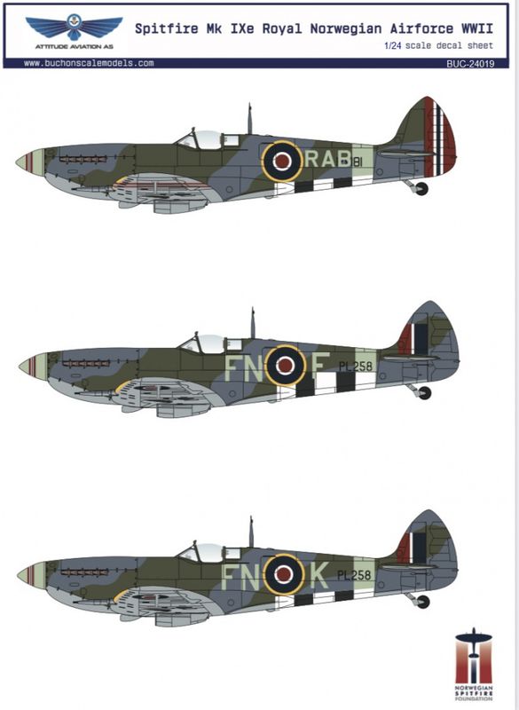 1/24 Scale Spitfire Mk IX 331 Sqn decals/Masks