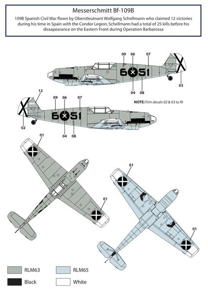 1/32 Scale Bf 109 and Buchon «Condor Legion» decals
