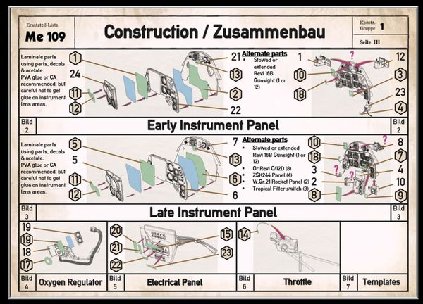 1/24 Scale Messerschmitt  Bf109 G Cockpit Parts Set